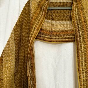 NOVICA Baby Alpaca Silk Scarf Peru Handwoven Chevron Fringe Artisan Luxury